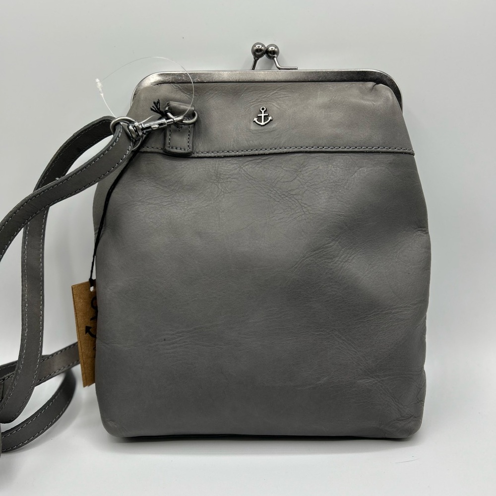 NWT distressed leather kisslock crossbody